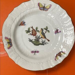 Herend Porcelain Plate Rothschilds Birds and Butterflies